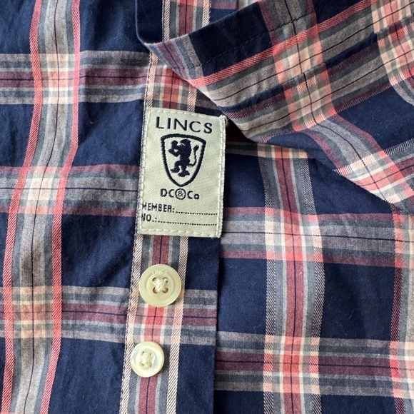 LINCS DC&Co Men's Lightweight Long Sleeve Button Up Shirt Navy/Pink Size X-Large - Picture 13 of 14